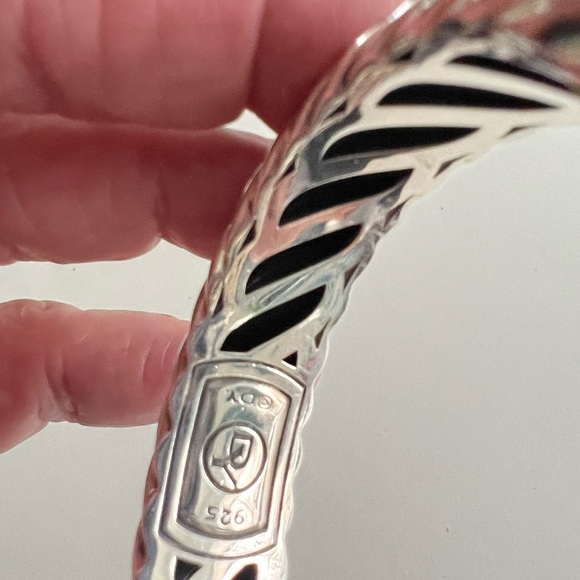 David Yurman Sterling Silver Black Onyx 10MM Waverly Cuff Bracelet - Picture 5 of 5